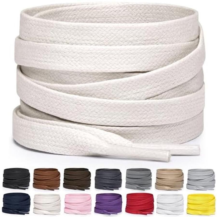 Miscly Waxed Cotton Flat Shoelaces for Boots Sneakers and Shoes Multiple Lengths and Colors Available