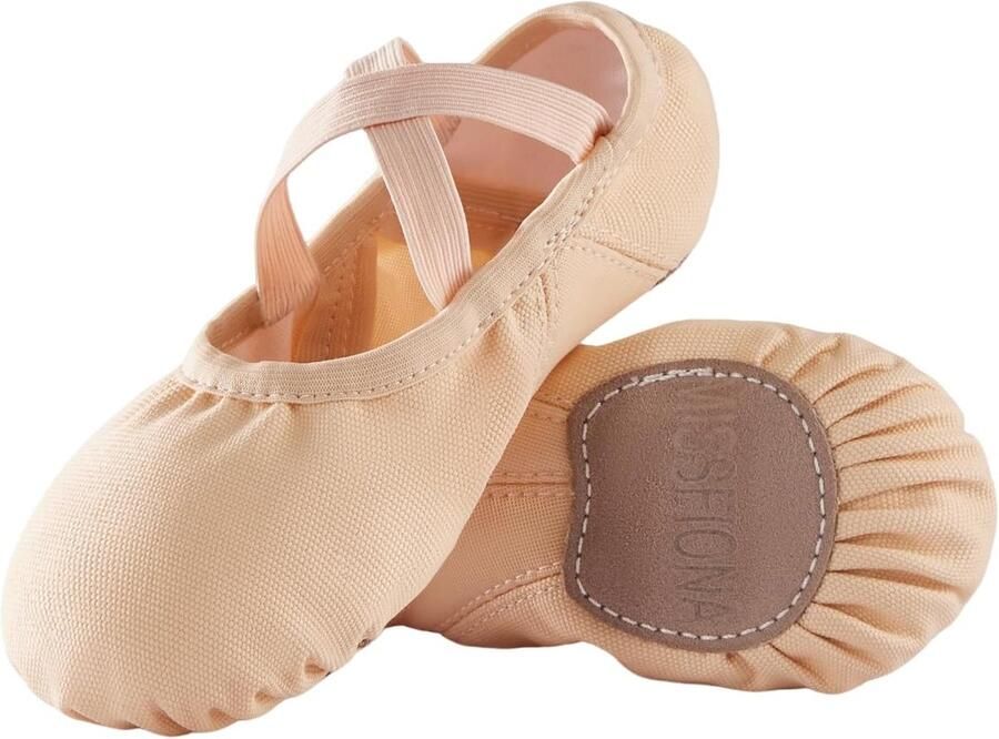 Missfiona Canvas Ballet Schoenen voor Meisjes Peuter Dans Slippers met Flex Arch Split Zool