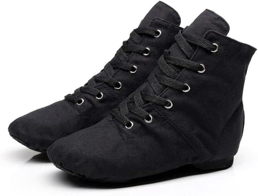 Missfiona Jazz Schoenen Dames Balzaal Dans Laarzen Vrouwen Dans Platte met Split Zool(38 EU Zwart)
