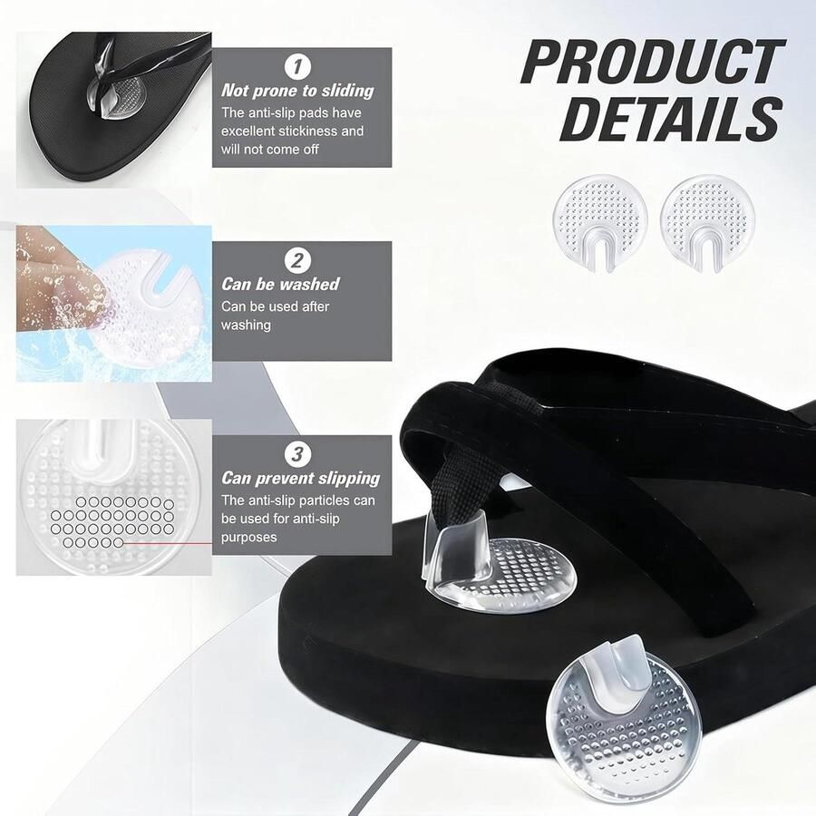 MK Stoer -Unisex Transparant zachte PU flip-flops Sandalen Anti-wrijving Teenbescherming Tenen Seam Guard Voetkussen Inzetstukken Foot B Optimale Voetbescherming Geschikt voor alle maten Transparant