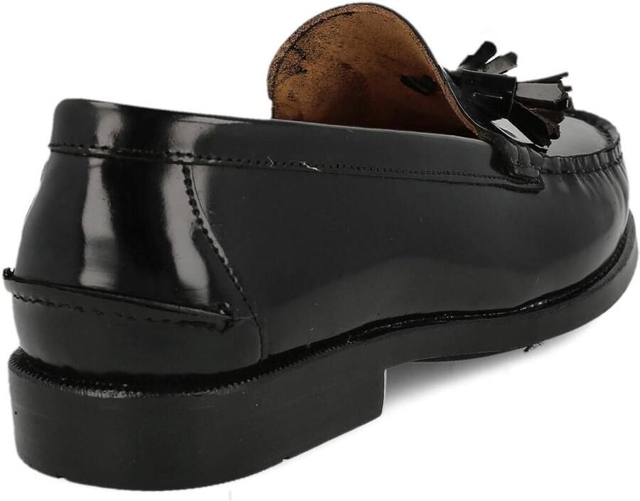 Mocassin Loafer van Leer. Gemaakt in Spanje. Masker en Kwastjes Schoen Voor Heren. Zeer Flexibele Rubberen Zool. Anti-Rimpel Huid. Anti slip. Bordeaux en Zwart