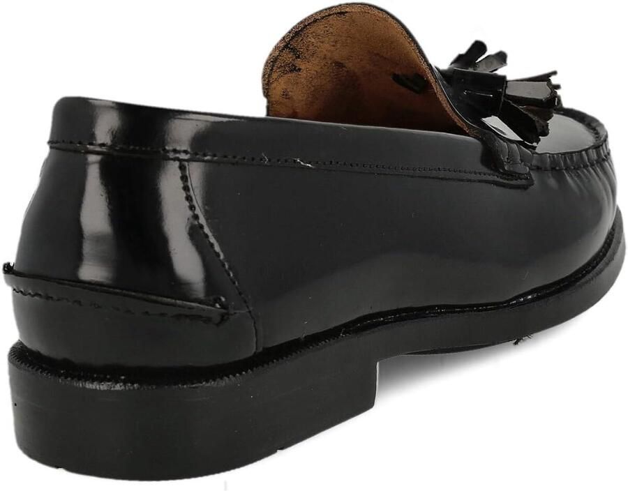 Mocassin Loafer van Leer. Gemaakt in Spanje. Masker en Kwastjes Schoen Voor Heren. Zeer Flexibele Rubberen Zool. Anti-Rimpel Huid. Anti slip. Bordeaux en Zwart
