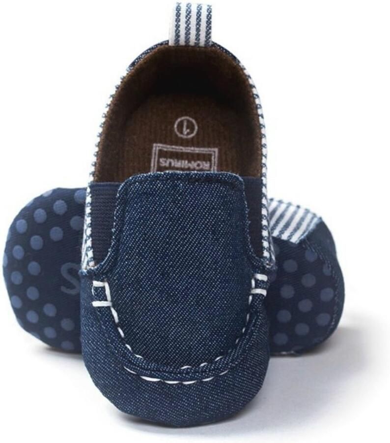 Mocassino Scarpina Neonato Wit & Blauw Slip-on Baby Schoenen voor Jongens