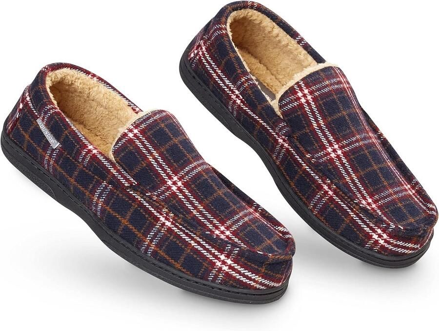 Moccasin Heren Pantoffels met Memory Foam en Antislip Rubberen Zool Comfortabele Binnen- en Buitenschoen