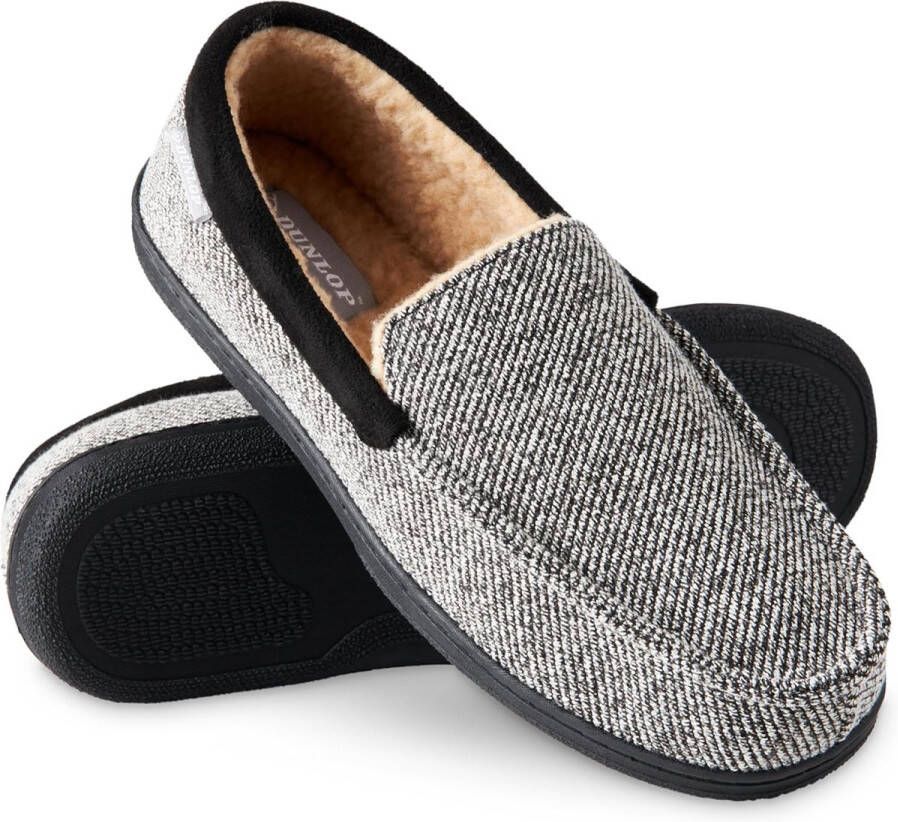 Moccasin Loafers Slippers voor Mannen met Faux Schapenvacht en Rubberen Zool