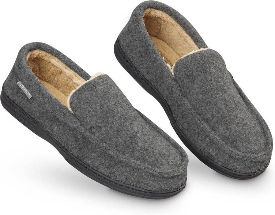 Moccasin Slippers voor Mannen Faux Schapenvacht Loafers met Rubberen Zool Memory Foam Pluche Huisslippers Ademende Binnen Buitenschoenen