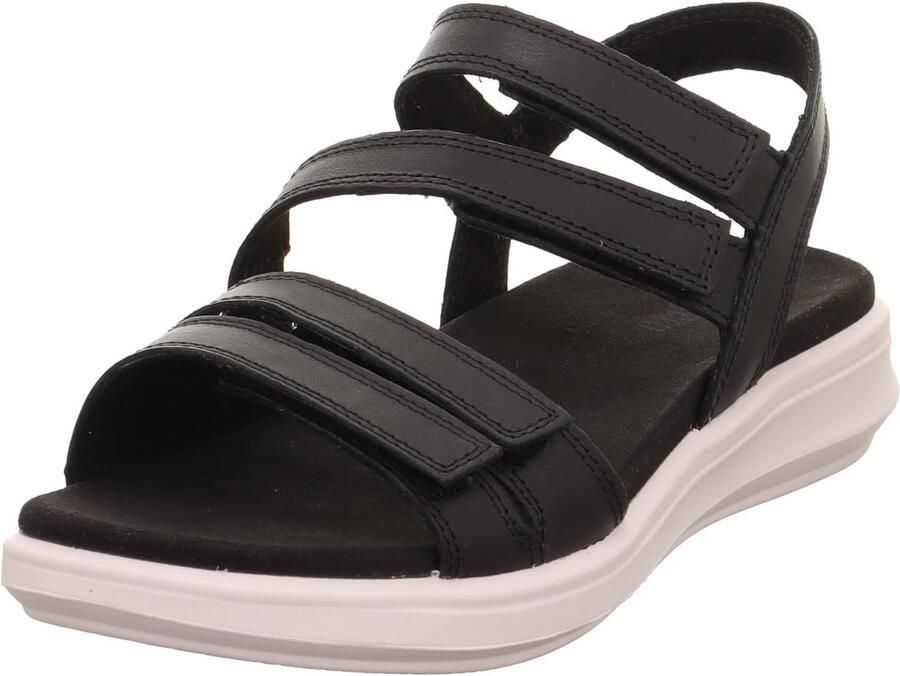 Dames Sandalen Zwart Leer Verstelbaar & Lichtgewicht
