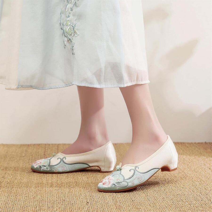 Modieuze damesschoen Walking dans borduurwerk vintage Mary Jane Flats - Foto 1