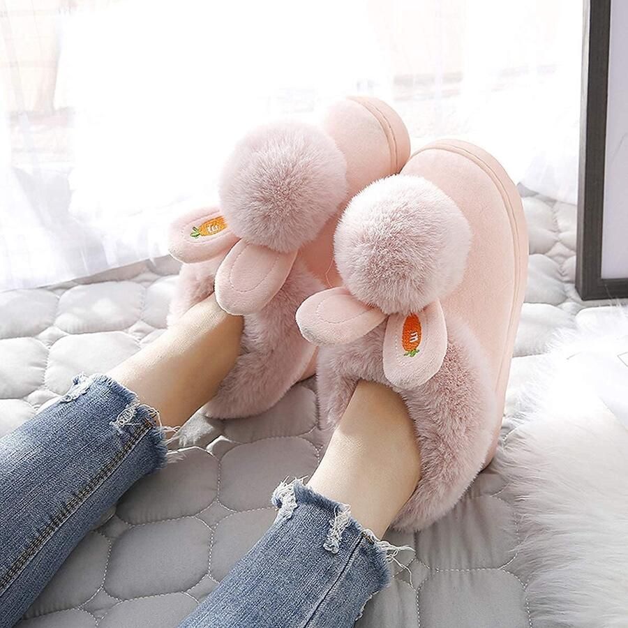Mooie Bunny Slippers Womens Memory Foam Slippers Gezellige Pluche Warm Indoor Thuis Schoenen