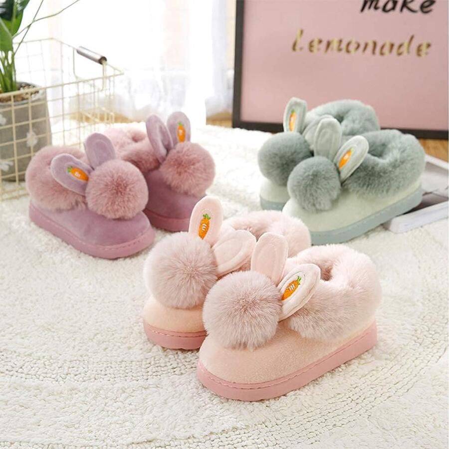 Mooie Bunny Slippers Womens Memory Foam Slippers Gezellige Pluche Warm Indoor Thuis Schoenen