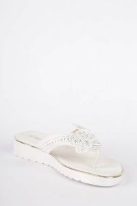 Mooie slipper met bloemen wit