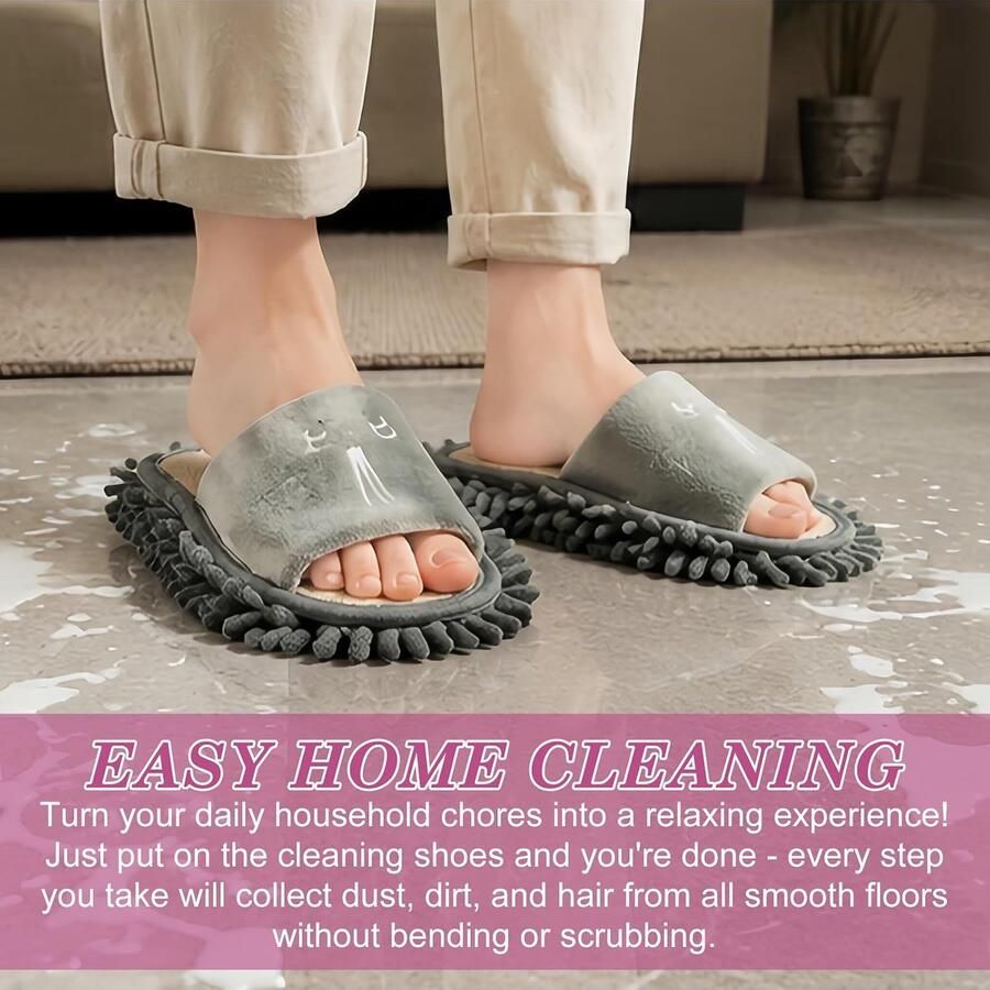 Mop Slippers 4 Paar Microvezel Schoenen Afneembare Mop Onderkant Multifunctioneel voor Thuis ShopVlot