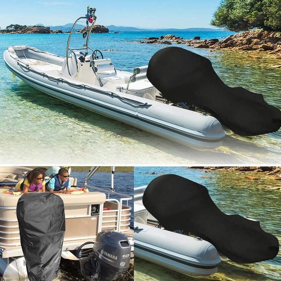 Motor Cover Skyour Waterdichte Boot Motor Cover Dust Rian UV Motor Protector Covers voor UP-5HP 8-10HP 15-20HP 25-30HP 40-50HP 60-90PK 100-150HP (65x70x56 inch voor 40-50 pk zwart)