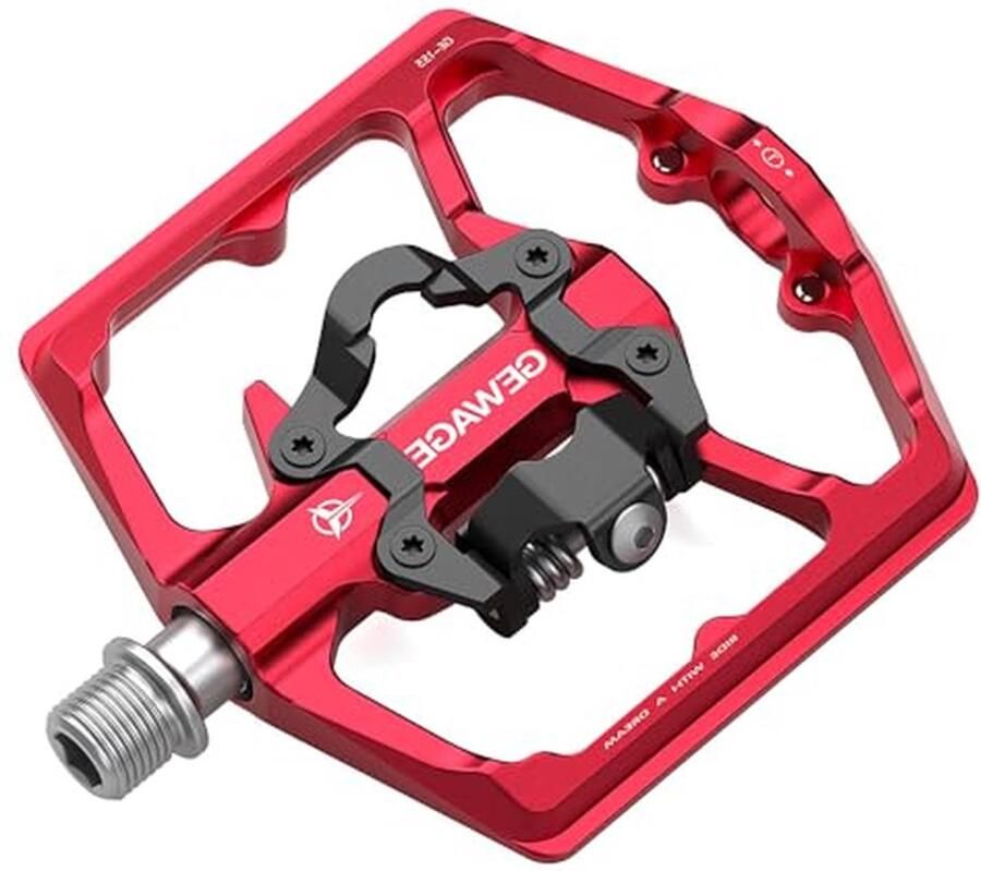 Mountainbike Pedalen Fiets pedalen SPD Fietsen Off-road Dubbelzijdig met clips 9 16 inch Rood
