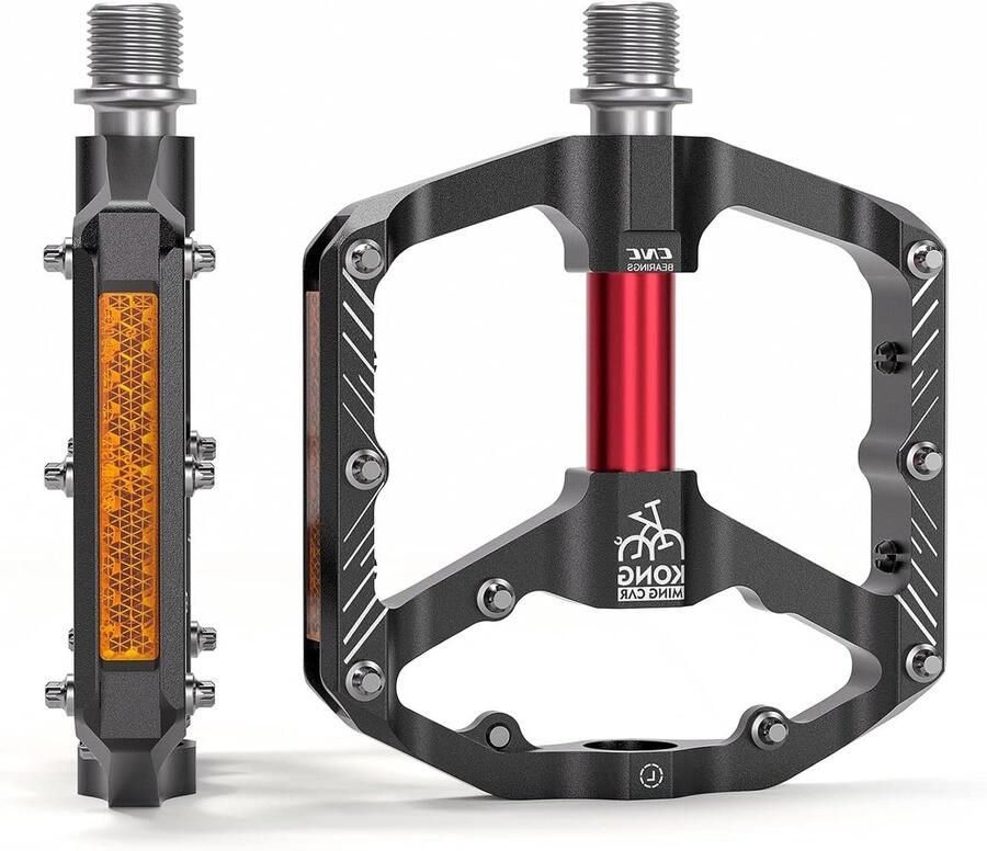 Mountainbike Pedalen Fietspedalen MTB Veilig Fietsen Antislip met 8 Pinnen 9 16 Inch Zwart-Rood