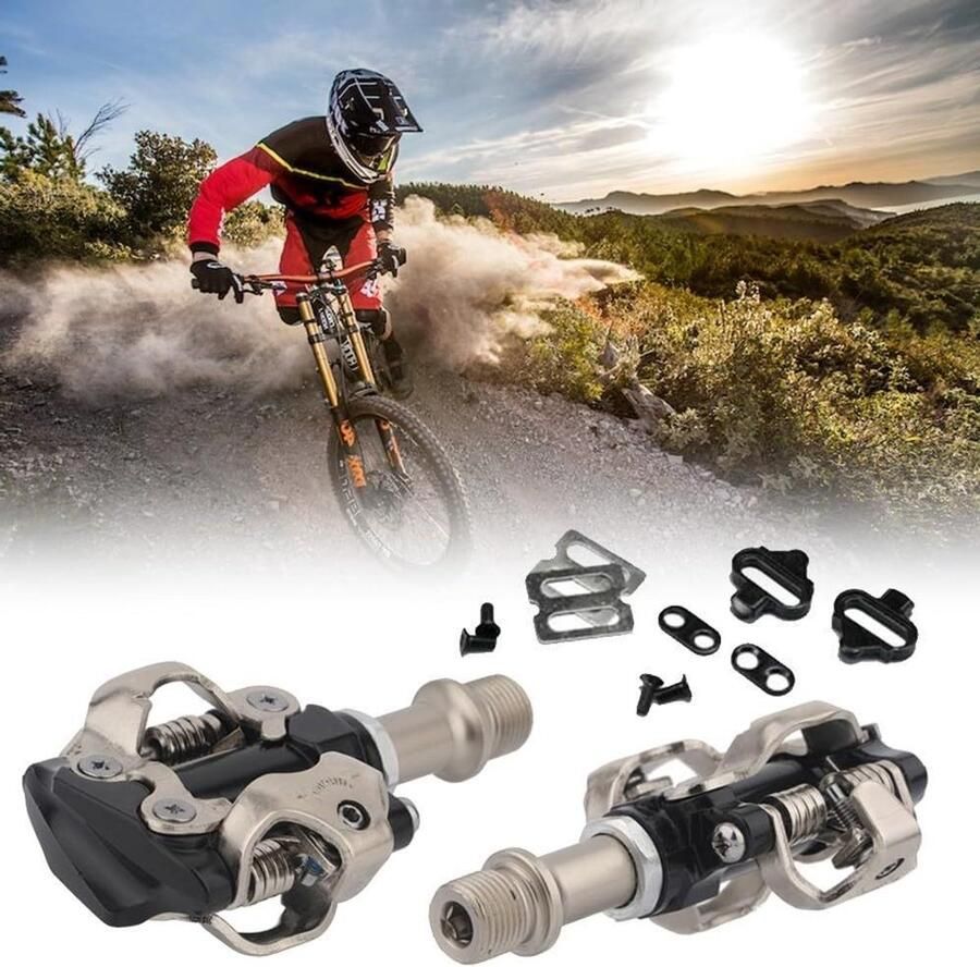Mountainbike Pedalen Platte Fietspedalen Off-road Fietsen Zelfvergrendelend Mechanisme 9 16 Zwart