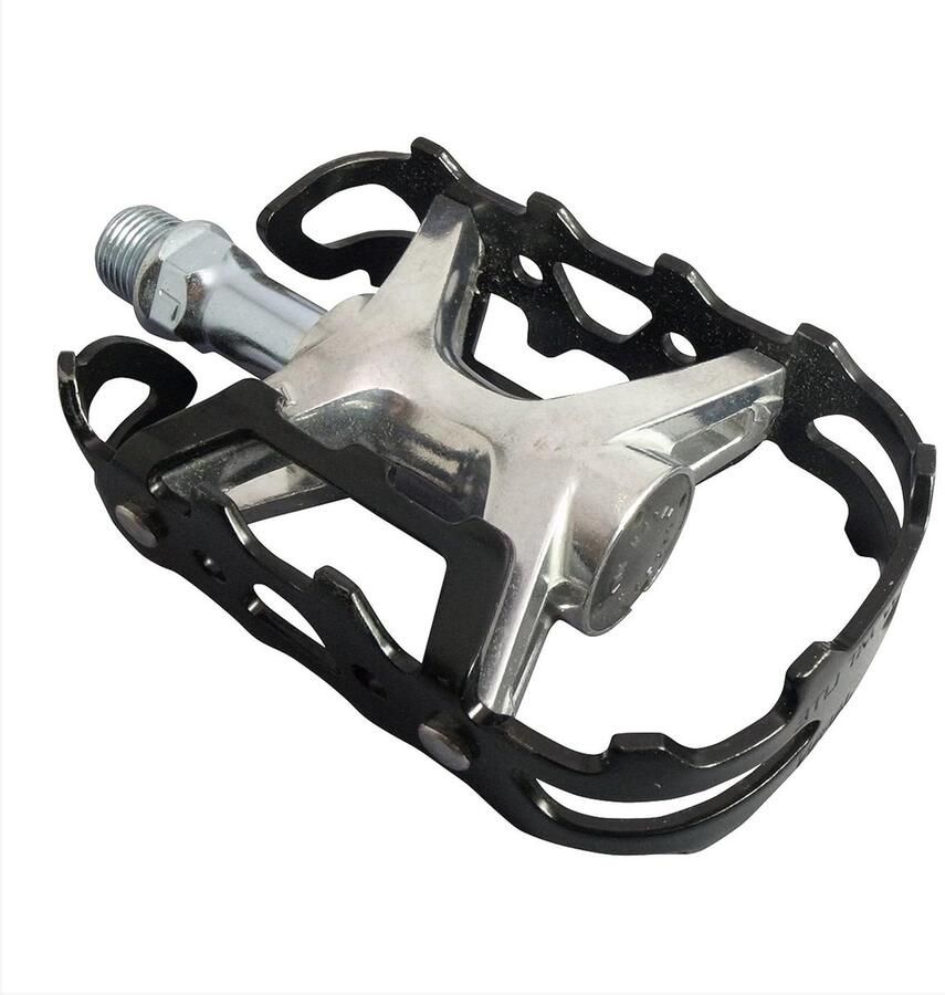 MTB Fietspedalen Mountainbike Pedalen Fietsen Zonder Clipless Brede Stalen Kooi One Size Metallic
