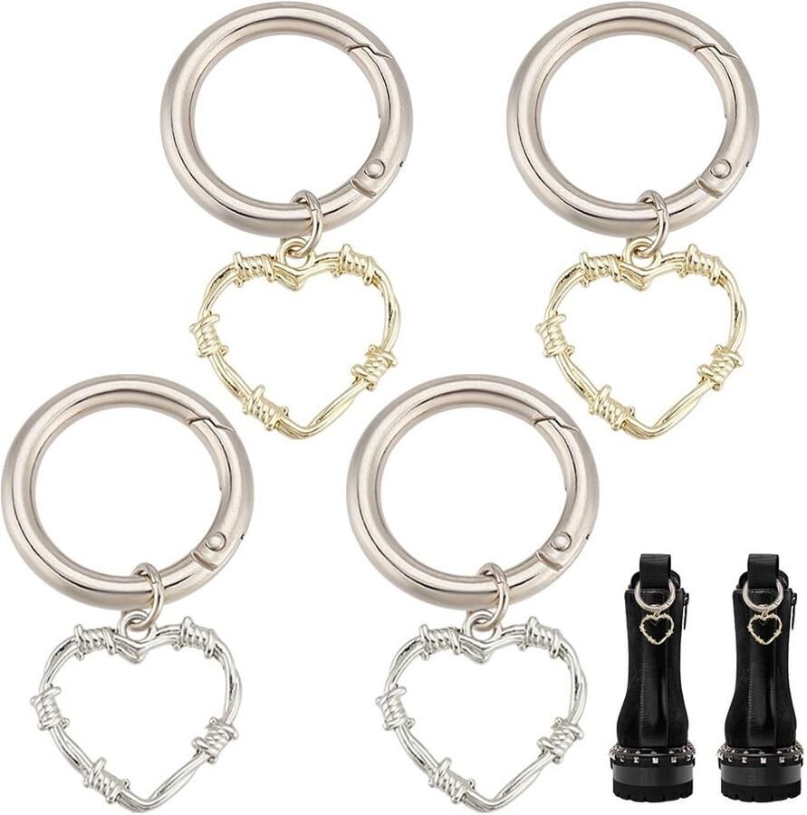 MTTs Hart Schoen Charms Valentijnsdag Decoratie Goud en Zilver Sneakers en Boots Accessoire Romantisch en Feestelijk Geschikt voor I
