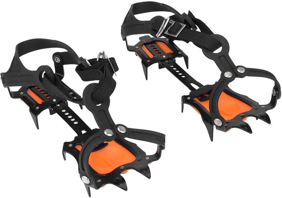 Dailygoods- Sneeuwmpons 10 Tanden Draagbaar voor Wandelschoenen Slijtvast Rubber Mangaanstaal Verstelbare Klauw Opbergtas Inbegrepen Ijsklauwen