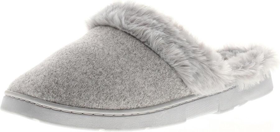 Muilezel Slippers Dames Pantoffels Thuis Ontspannen Zachte Imitatie Fleece TPR Zool Grijs