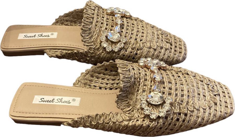Muiltjes beige met strass