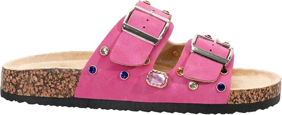 Mules Dames Elegante Sandalen met Kleurrijke Steentjes Kurken Zool Comfortabel voor Strand ShopVlot