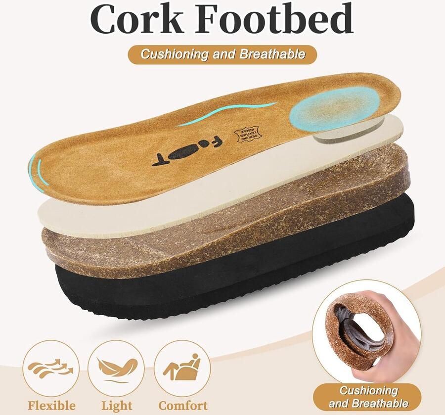 Mules Dames Slippers 36-42 EU Verstelbare Pantolette Kurken Voetbed Comfortabele Sandalen ShopVlot