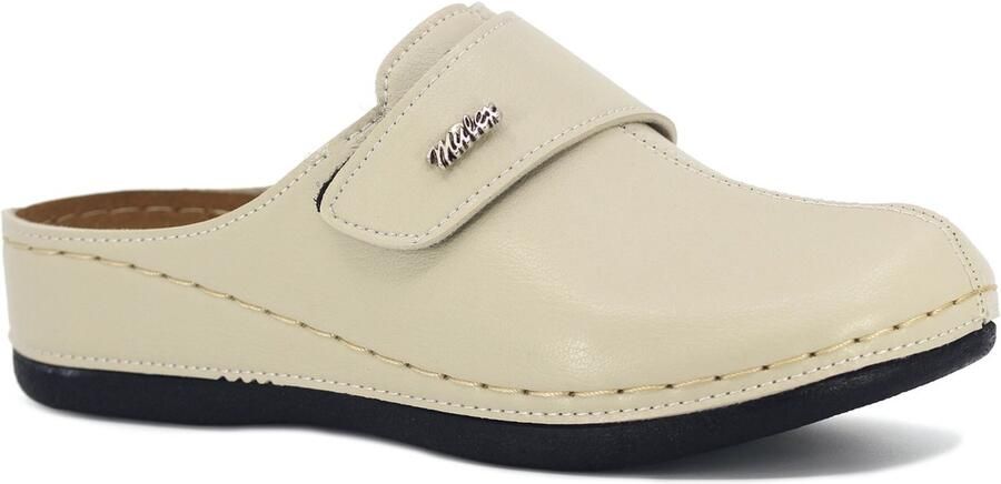Mulex Dames pantoffels Dames clogs Dames sloffen Beige Klittenband - Foto 2
