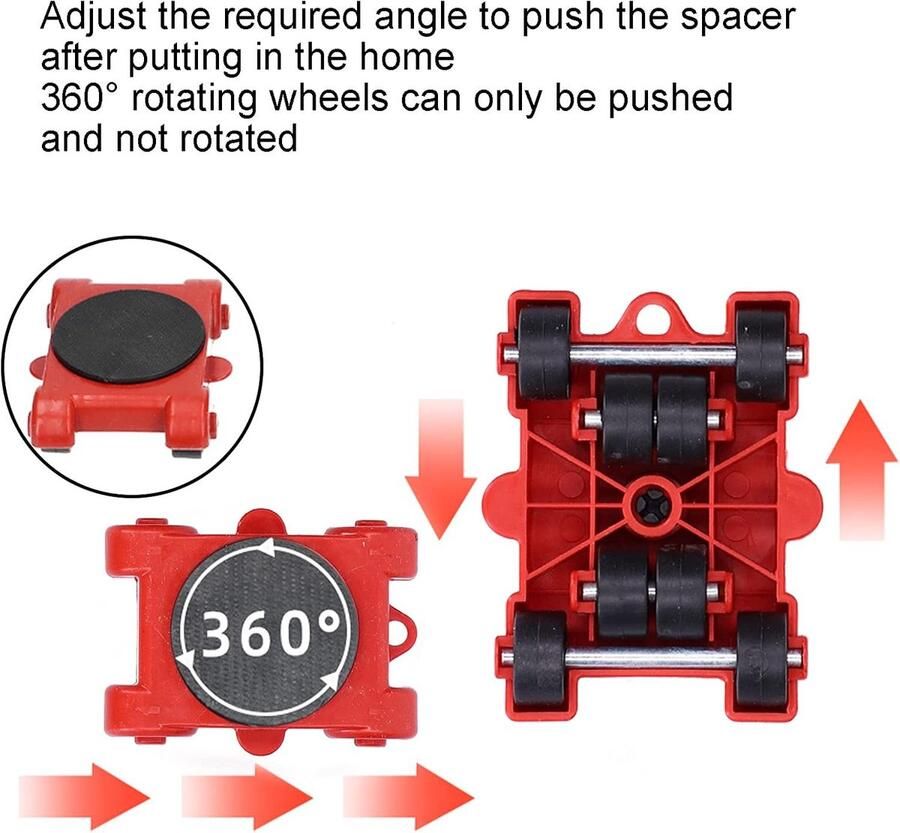 Multifunctionele meubellifter met 4-pack bewegende schuifregelaars zware meubelverplaatsingsrolset