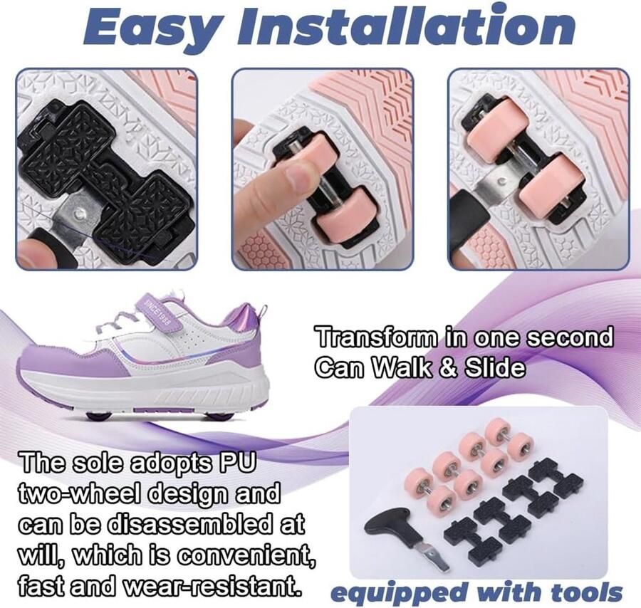 Multifunctionele Roller Skates voor en 2-in-1 Outdoor Sportschoenen met Uittrekbare Wielen en Mode Skateboard Ontwerp