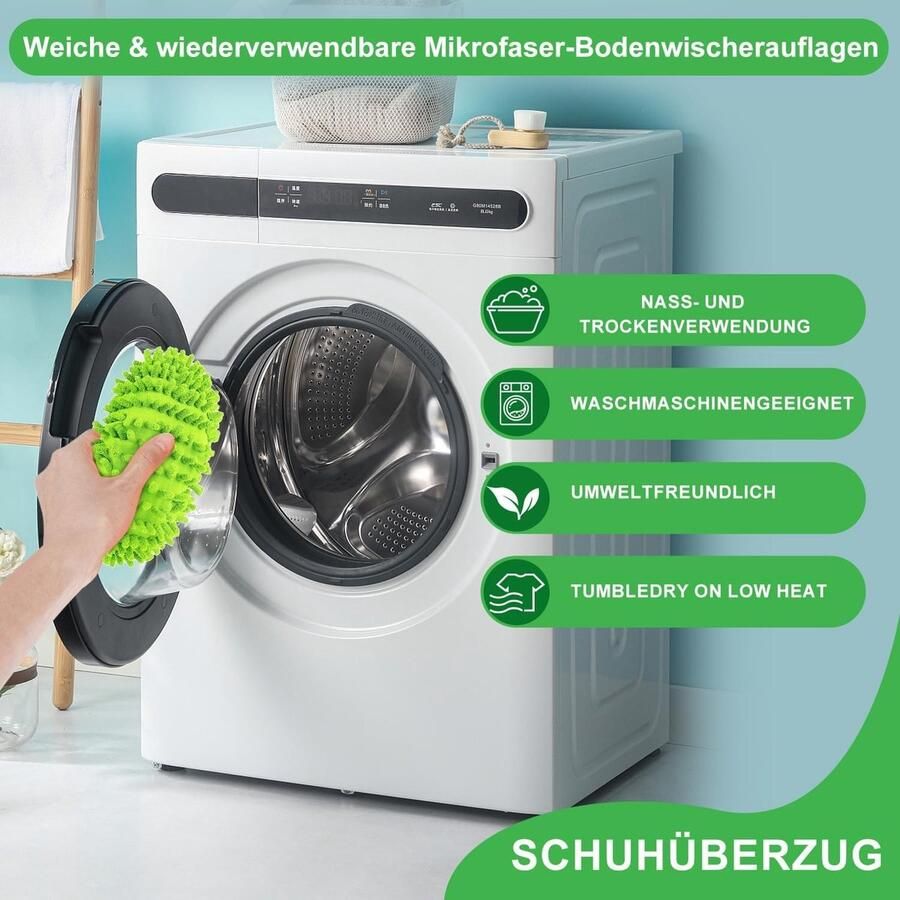 Drie paar multifunctionele schoonmaakschoenen herbruikbare microvezel sloffen voor vloerreiniging en gemak