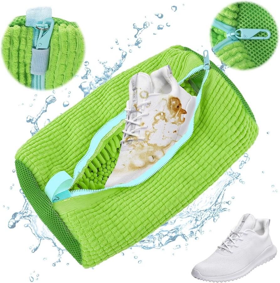 Multifunctionele Schoenwaszak voor de Wasmachine Bescherming voor Sneakers en Schoenen met Verborgen Rits Ideaal voor Alle Soorten Schoenen Groen