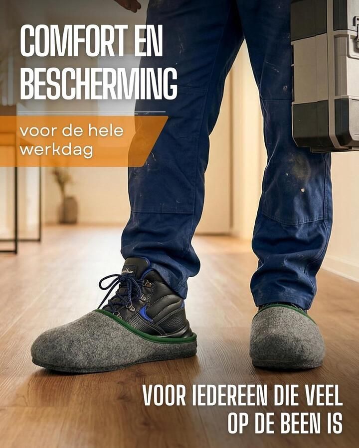 Museum pantoffels voor werkschoenen I Tot I Vilten overschoenen voor vakmensen I Beschermen vloeren tegen vuil & krassen I Bezoekerspantoffels