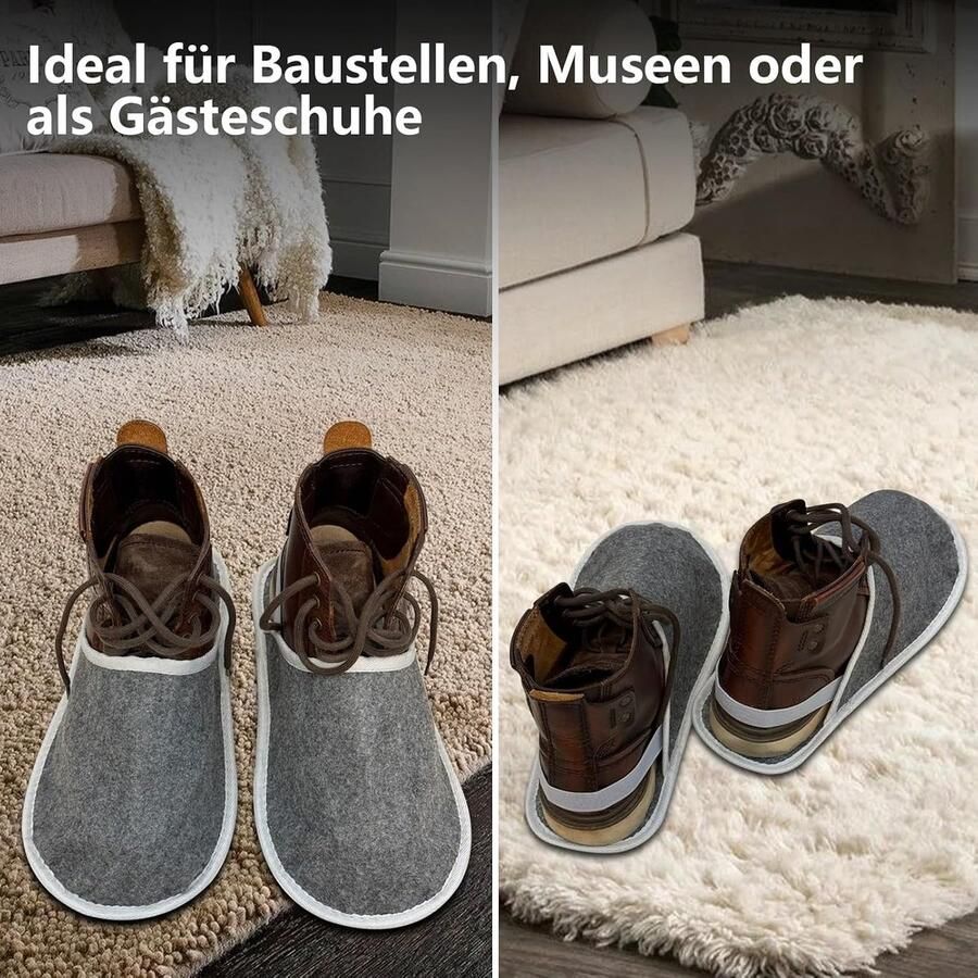 Museumpantoffels set van 2 paar met elastiek overschoenen voor vloerbescherming tegen vuil en krassen ambachtelijke pantoffels vilten overschoenen slotpantoffels