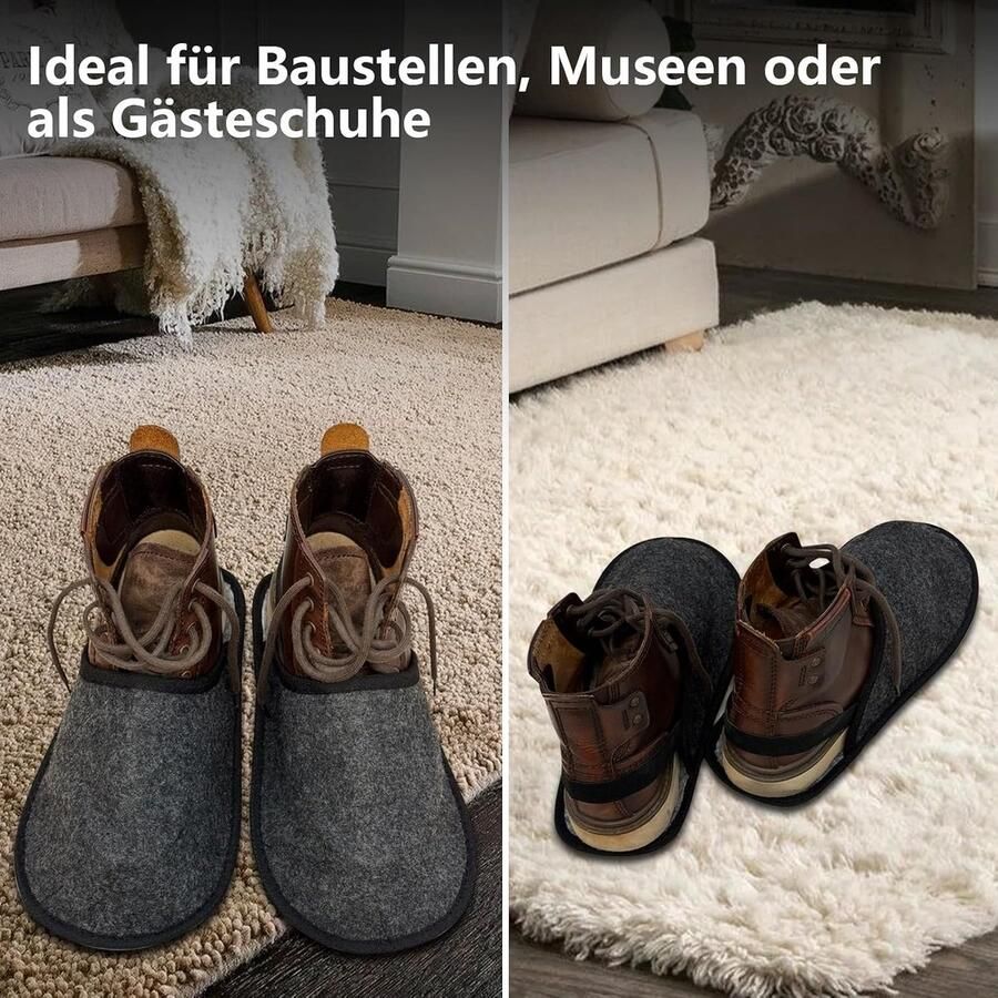 Museumpantoffels set van 2 paar met elastiek overschoenen voor vloerbescherming tegen vuil en krassen ambachtelijke pantoffels vilten overschoenen slotpantoffels