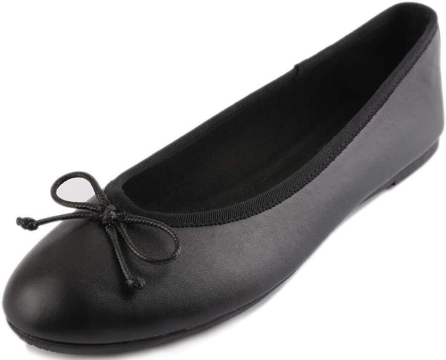 Nappa Leren Ronde Ballerina Dames Instapper Platte Schoenen