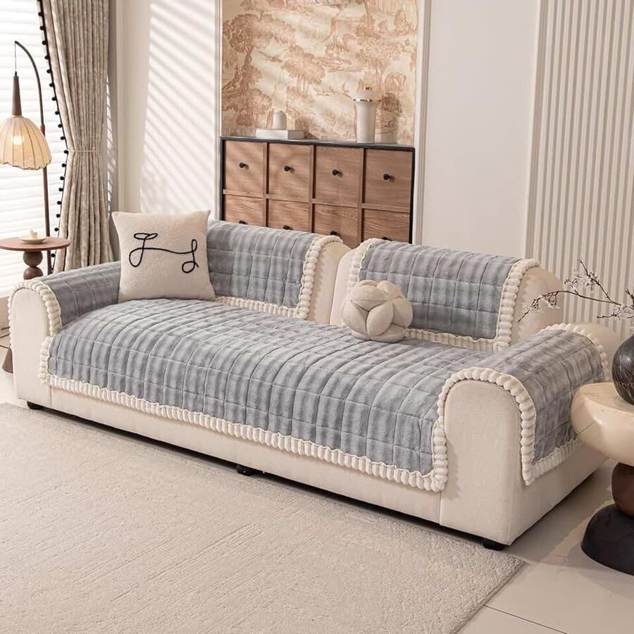 Nieuw Dikke antislip bankhoes 2- 3- 4-zits (lichtgrijs 70 x 1 st) Zachte melkfleece bankhoezen universele bankhoezen wasbaar hond huisdier bankhoezen meubelbeschermer voor woonkamer
