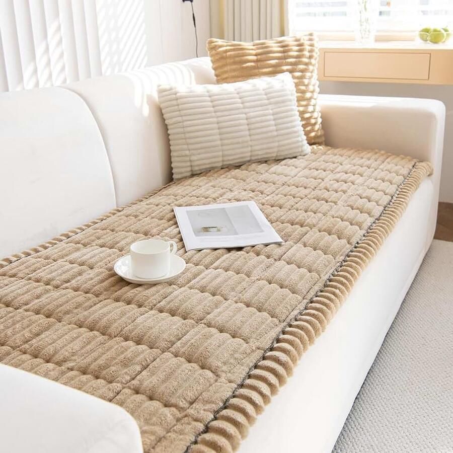Nieuwe dikke bankhoezen wasbaar zachte corduroy universele bankhoes 2- 3- 4-zits antislip bankhoes bankhoezen meubelbeschermer voor de woonkamer (Koffiebruin 70 x