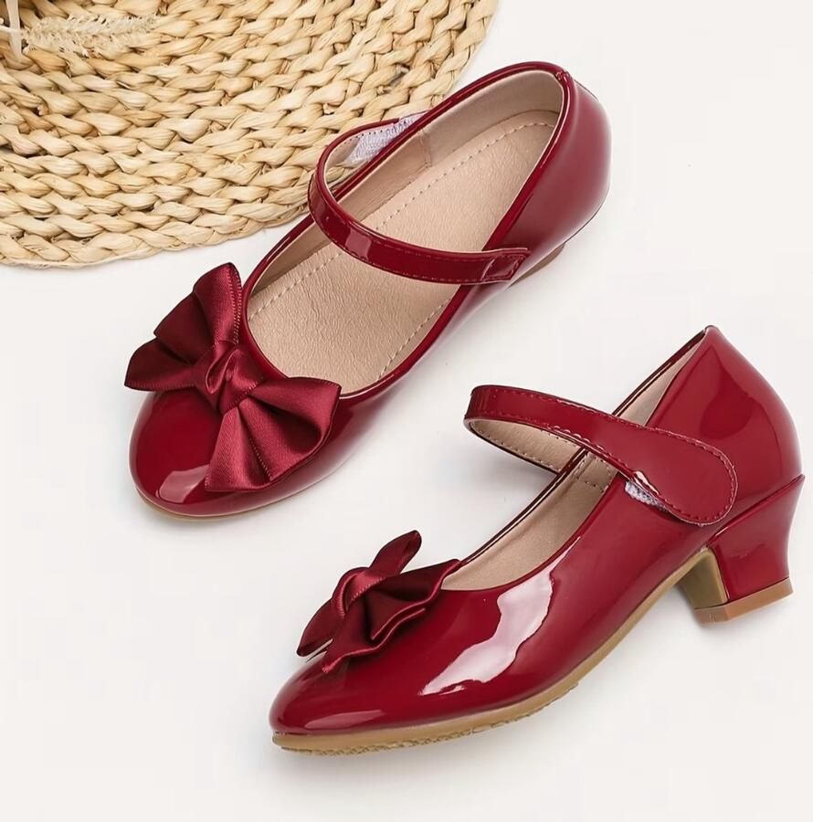 Nieuwe rode hoge hakken voor meisjes met strik prinsessenschoenen EU (label )