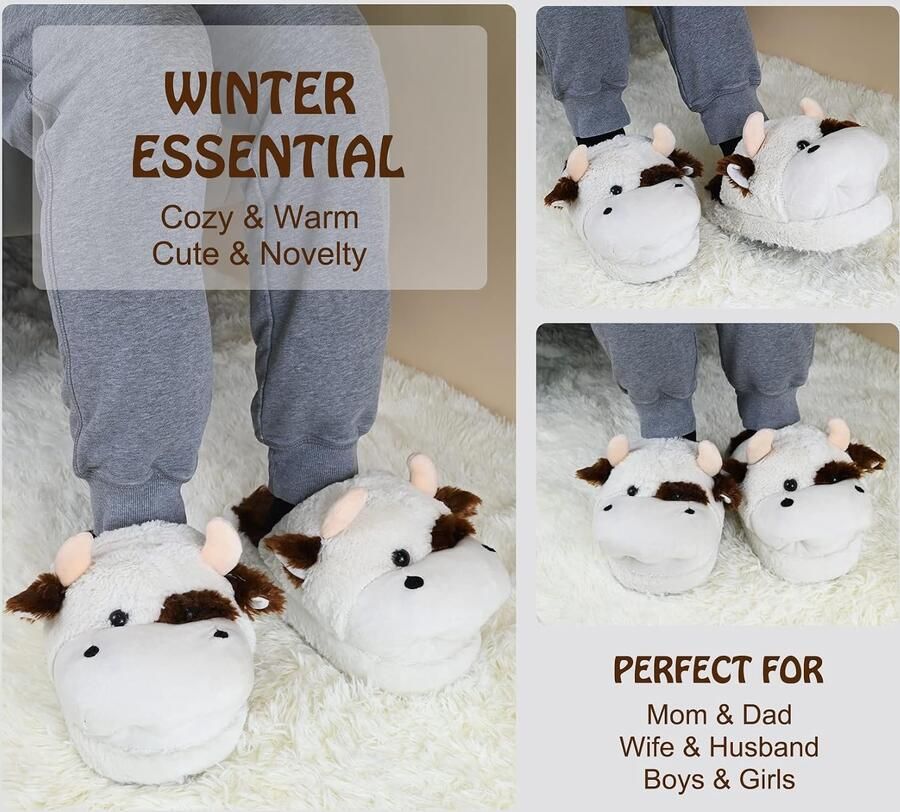 Nieuwigheid dier pluche pantoffels winter indoor huis schuurslippers voor en nen