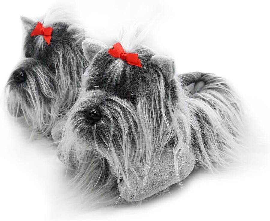 Nieuwigheid Dieren Slippers voor Vrouwen Dames Meisjes Harige Yorkshire Schnauzer Hond Slippers Voor Volwassen