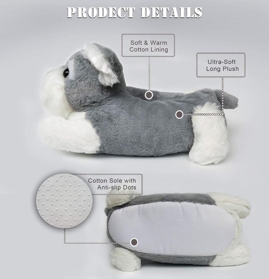 Nieuwigheid Dieren Slippers voor Vrouwen Dames Meisjes Harige Yorkshire Schnauzer Hond Slippers Voor Volwassen