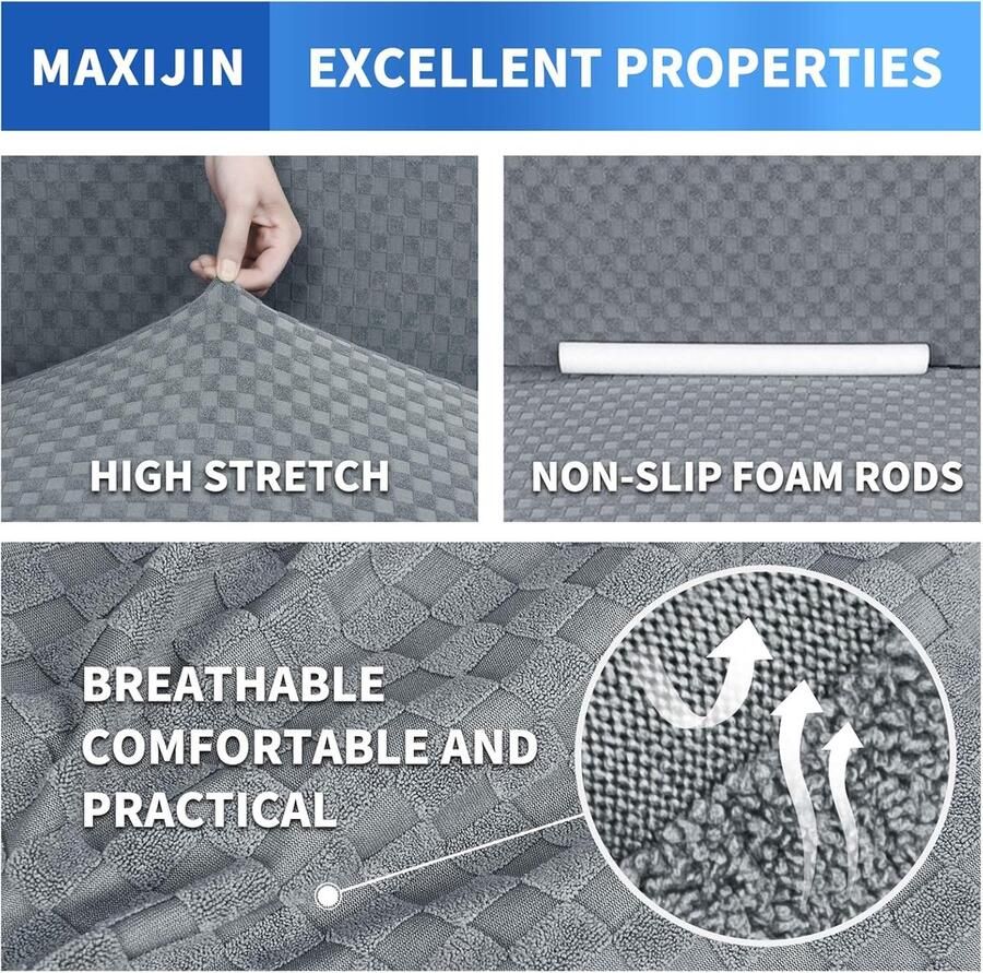 Nieuwste jacquard bankhoezen voor 2-zits super stretch antislip Love Seat-bankhoes voor honden huisdiervriendelijke meubelbeschermer Loveseat slipcovers (2 zits lichtgrijs)