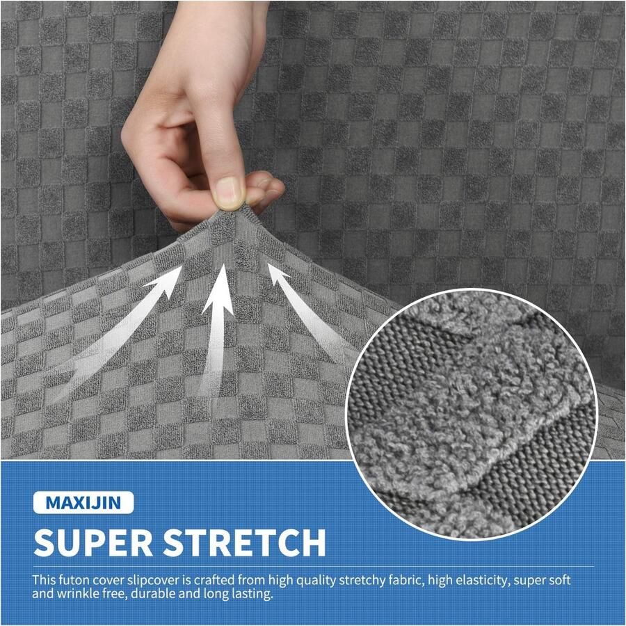 Nieuwste Jacquard Futon Cover Stretch Armless Sofa Cover Zachte Hoes Met Elastische Bodem Voor Dikke Slaapbank Meubels Protector (Lichtgrijs)