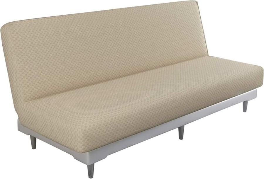 Nieuwste Jacquard Futon Cover Stretch Armless Sofa Cover Zachte Hoes Met Elastische Bodem Voor Dikke Slaapbank Meubels Protector (Kaki)