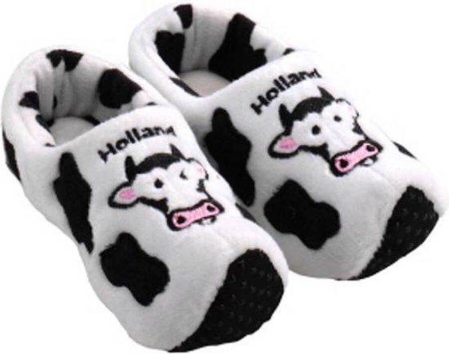 Merkloos Sans marque Nijhuis Pantoffels Klomppantoffel Koe Zwart Wit