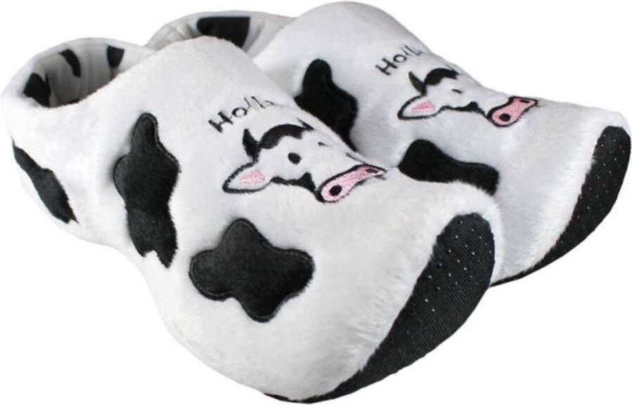 Merkloos Sans marque Nijhuis Pantoffels Klomppantoffel Koe Zwart Wit