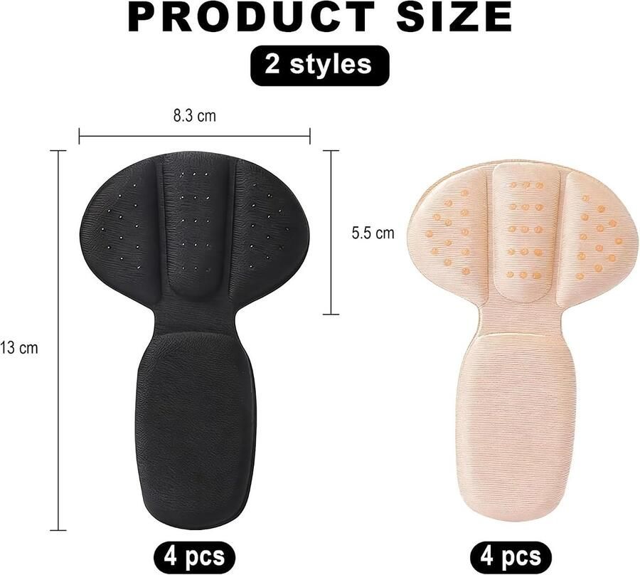 Non-slip hielbeschermers voor te grote schoenen en laarzen zelfklevende hielvullers unisex 8 stuks comfort en bescherming