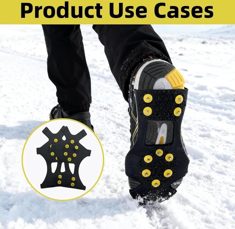 Non-slip ijzers voor bergschoenen met 10 tanden perfecte grip voor wandelen ijs en winterse outdooractiviteiten