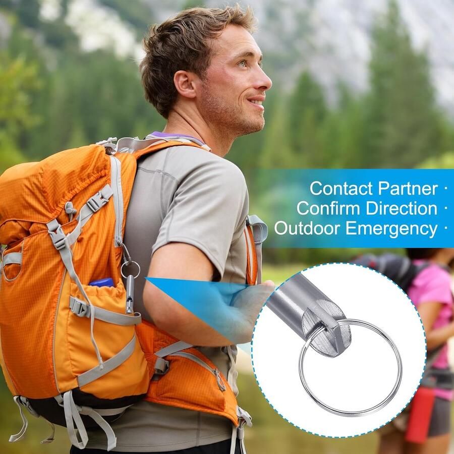 Noodfluitje 12 stuks luid geluid aluminium sleutelhanger fluitjes outdoor veiligheid survival fluitje voor varen kamperen wandelen blauw